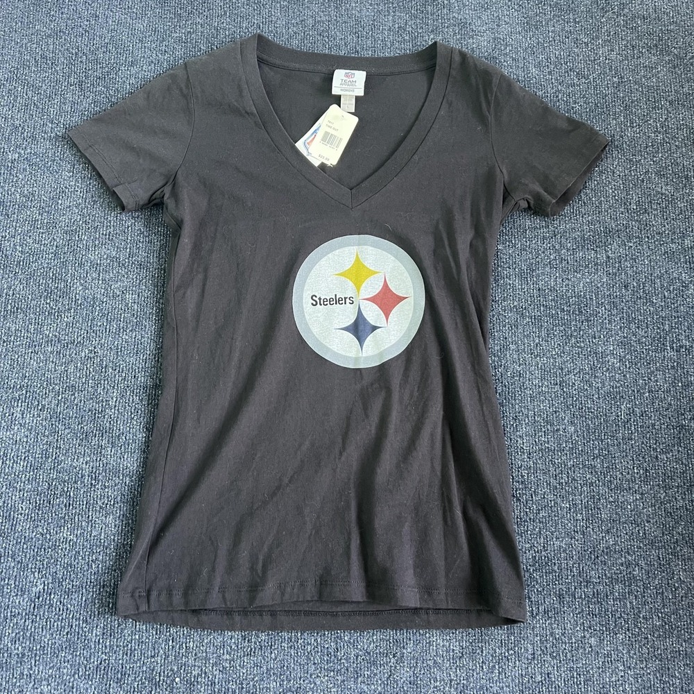Pittsburgh Steelers Shirt Womens Large Black NFL Football Team Apparel V Neck
